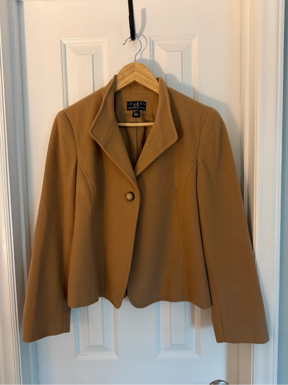 Louben Camel Short Wool-Blend Blazer Jacket